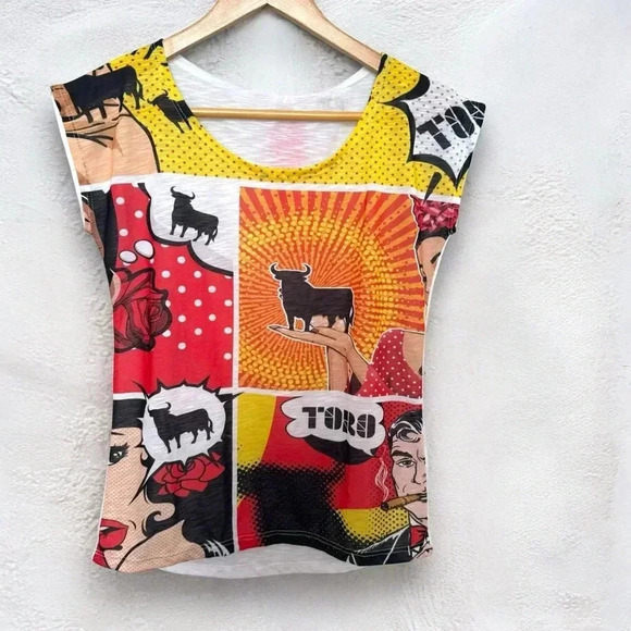NWT Y2K dead stock Spanish toro pop  art shirt graphic S - Picture 1 of 4